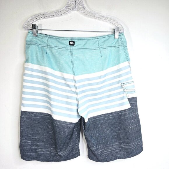 Rusty Teal Grey Striped Board Shorts - Picture 6 of 7